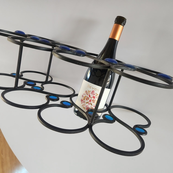 Elegant Black and Blue Wine Rack - Picture 4 of 5